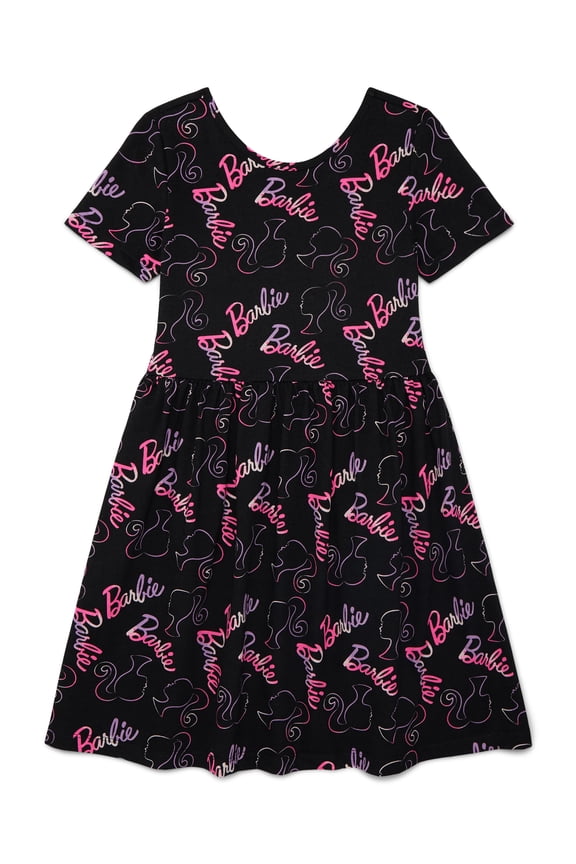 Girls Allover Print Dress with Short Sleeves, Sizes 4-12