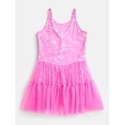 Barbie Girls Sleeveless Allover Print Tulle Romper, Sizes 4-12