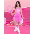 thumbnail image 1 of Barbie Girl's Sleeveless Graphic Tulle Skirt Romper, Sizes 4-12, 1 of 8