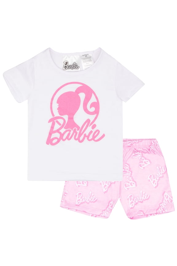 Girls 2-Piece T-Shirt and Shorts Set - Logo Graphic Print Design - Lightweight Summer Outfits for Kids (Sizes 4-6X)