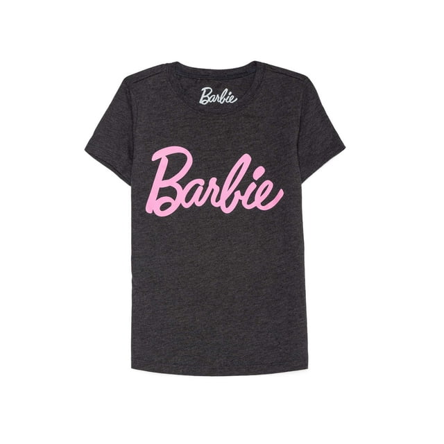 Barbie Girls 4-16 Classic Logo Glitter Graphic T-Shirt - Walmart.com