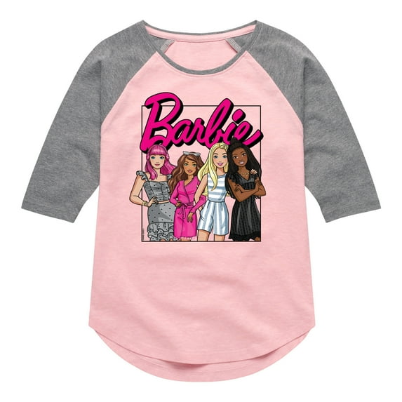 Barbie - Girls All Together - Toddler And Youth Girls Raglan Graphic T-Shirt