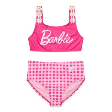 Barbie Girls Bikini Top and Bottoms Swimsuit Set with UPF 50+, 2-Piece, Sizes 4-12