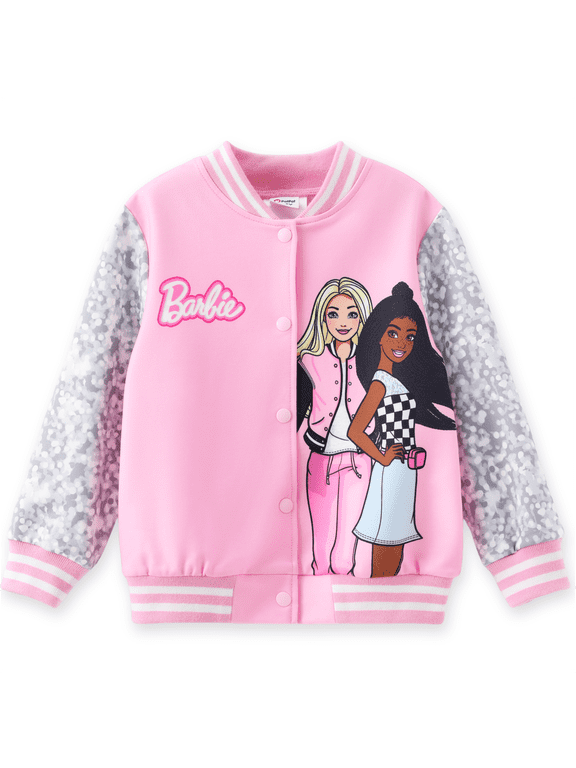 Girls Bomber Jacket Graphic and Letter Print Colorblock Lightweight Sweatshirt Varsity Jacket Gift Sizes 3-10
