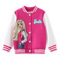 thumbnail image 1 of Barbie Girls Bomber Jacket Graphic and Letter Print Colorblock Lightweight Varsity Jacket Sizes 3-10, 1 of 13