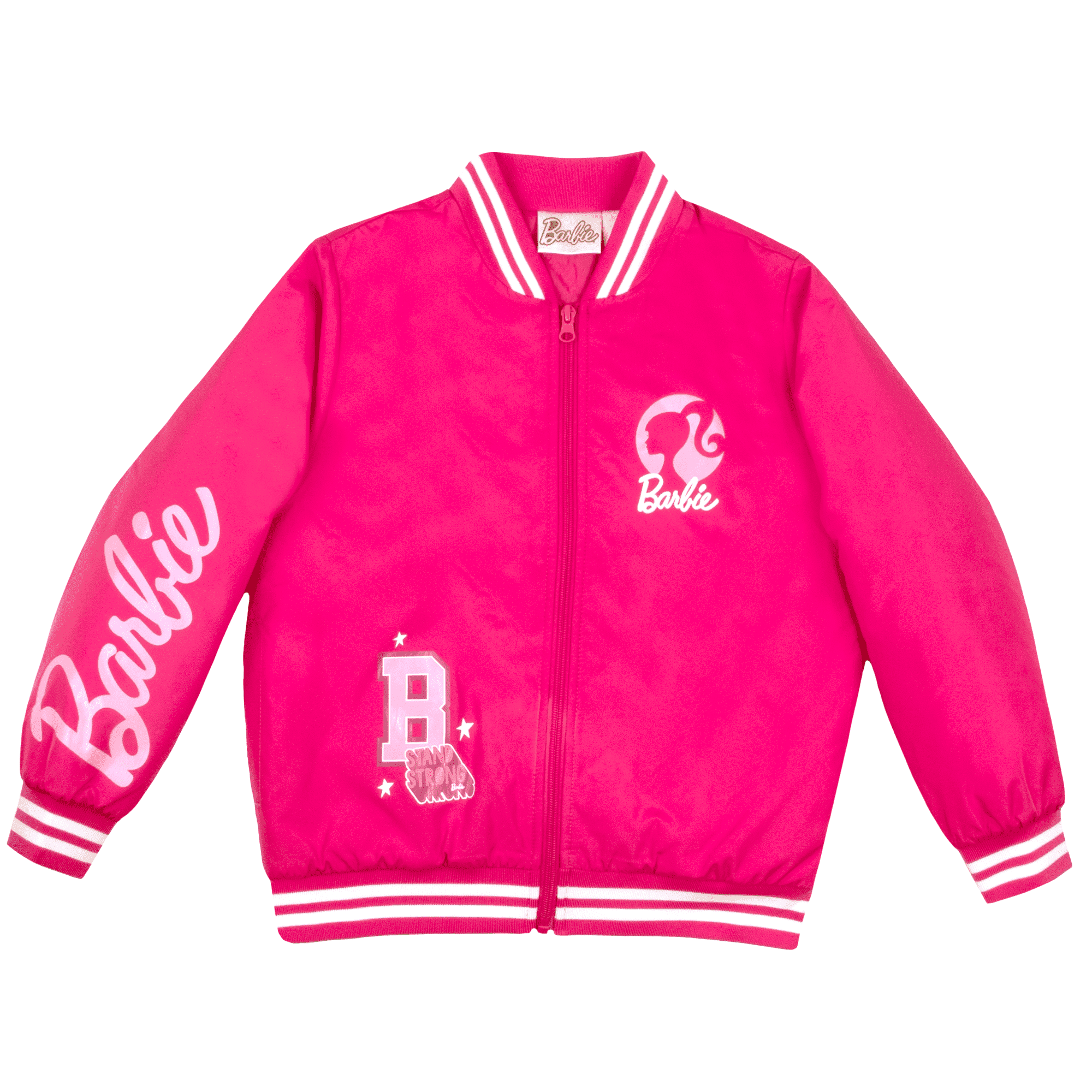 Walmart savings: Barbie Girls Zip-Up Bomber Jacket, Girl Power Outerwear, Warm and Cozy, Sizes 4-16