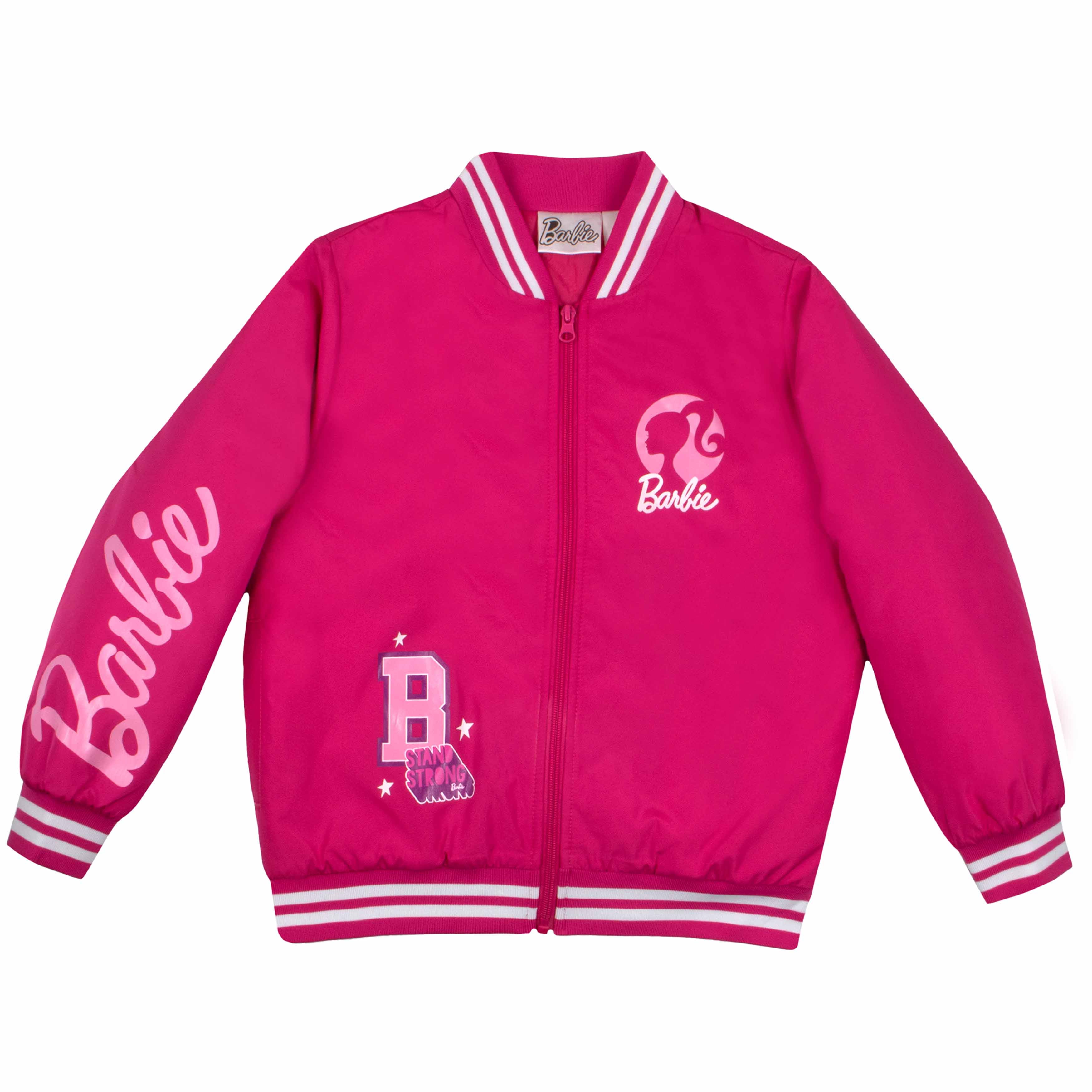 Barbie Girls Bomber Jacket, Zip-Up Bomber Jacket for Girls, Girl Power  Outerwear Sizes (4-16) 