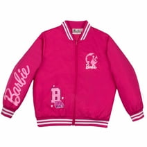 Barbie Girls Bomber Jacket, Zip-Up Bomber Jacket for Girls, Girl Power Outerwear Sizes (4-16)
