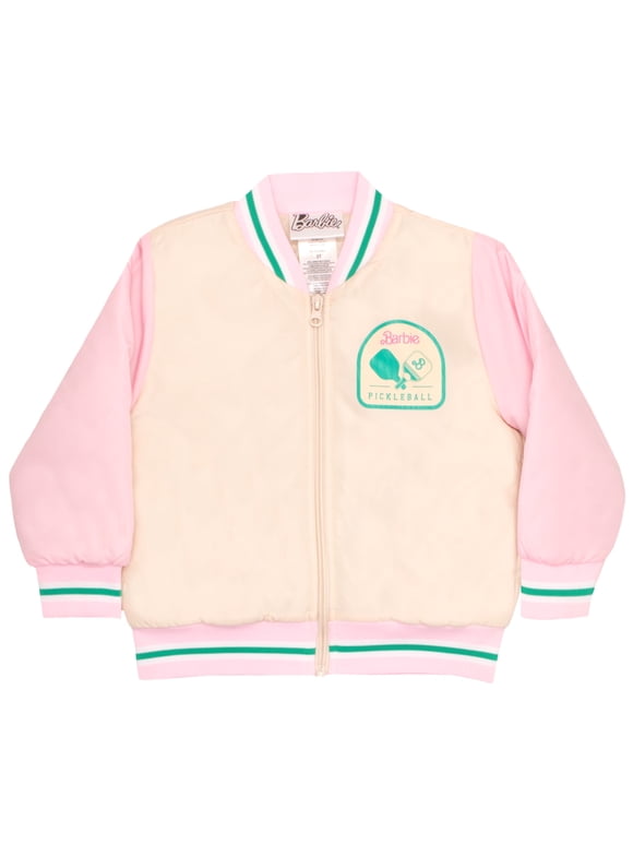 Girls Bomber Jacket, Zip-Up Bomber Jacket for Girls, Girl Power Outerwear, Varsity Jacket for Girls (Size 2T-6/6X)