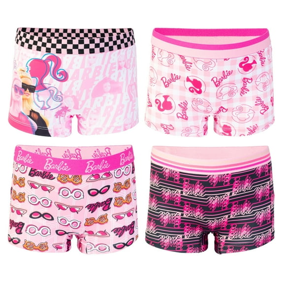 Barbie Girls Boyshort Character Underwear, 4 pack, Size 4-10