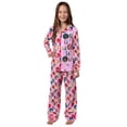 thumbnail image 1 of Barbie Girls' Christmas Holiday FALALALA Santa Snowflake Kids 2PC Button-Front Sleep Pajama Pant Set Loungewear, 1 of 7