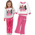thumbnail image 1 of Barbie Girls Clothes 2-Piece Outfit Set Christmas Long Sleeve Sweatshirt and Pink Bell Bottom Pants Holiday Gift Kids Clothing 8-9Y, 1 of 13
