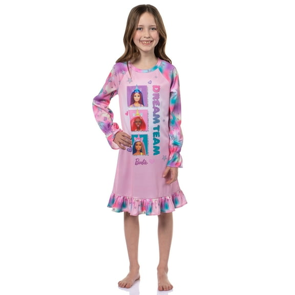 Barbie Girls' Dream Team Characters Unicorn Sleep Pajama Dress Nightgown