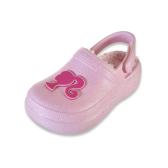 Barbie Girls' Faux-Fur Lined Sparkle Clogs Color: light pink Size: 9 - 12 months
