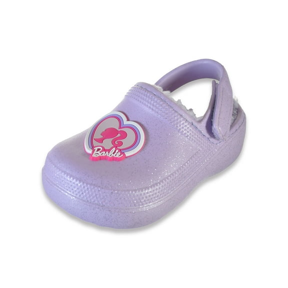 Barbie Girls' Faux-Fur Lined Sparkle Clogs Color: lilac Size: 18 - 24 months