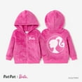 thumbnail image 1 of Barbie Girls Fleece Jacket Roseo Plush Embroidered Graphic Zip-Up Flannel Coat Sizes 3-10, 1 of 7