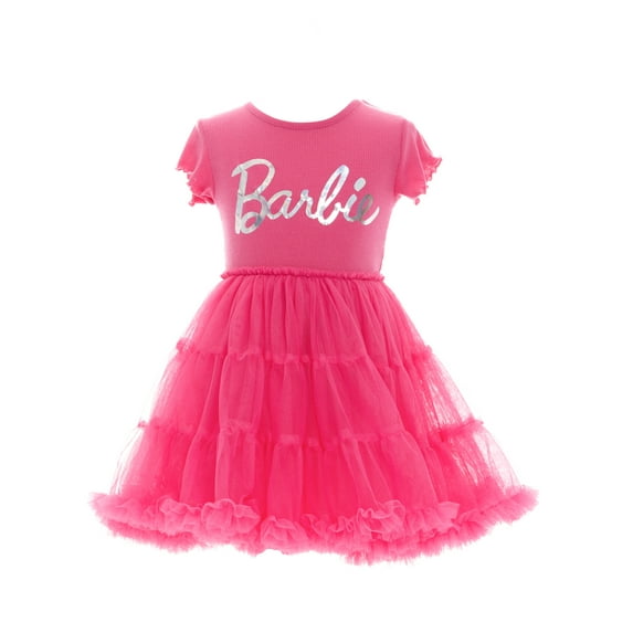 Barbie Girls Graphic Tiered Tutu Dress, Sizes 4-12