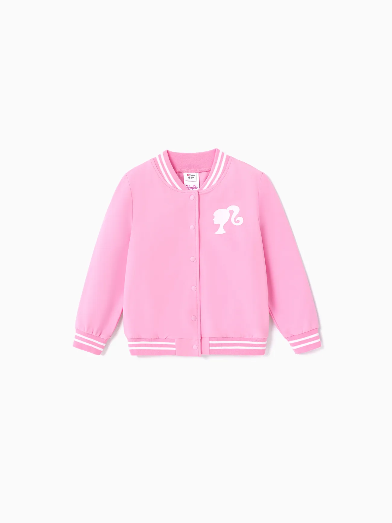 Barbie Girls Jackets 94% Cotton Heart Print Striped Long Sleeve Snap Button Sweatshirt Sizes 5 ...