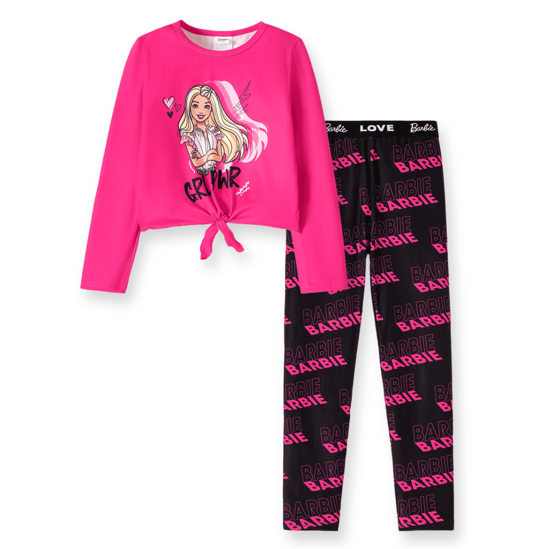 Barbie Girls Knot Hem Graphic Sweatshirts and Letter Print Leggings 2 pieces Outfit Set Sizes 6-12