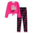 thumbnail image 1 of Barbie Girls Knot Hem Graphic Sweatshirts and Letter Print Leggings 2 pieces Outfit Set Sizes 6-12, 1 of 7