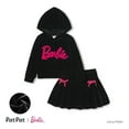 thumbnail image 1 of Barbie Girls Letter Print Hoodie with Bowknot Black Pleated Skirt 2 Pieces Outfit Set Sizes 2-6, 1 of 8