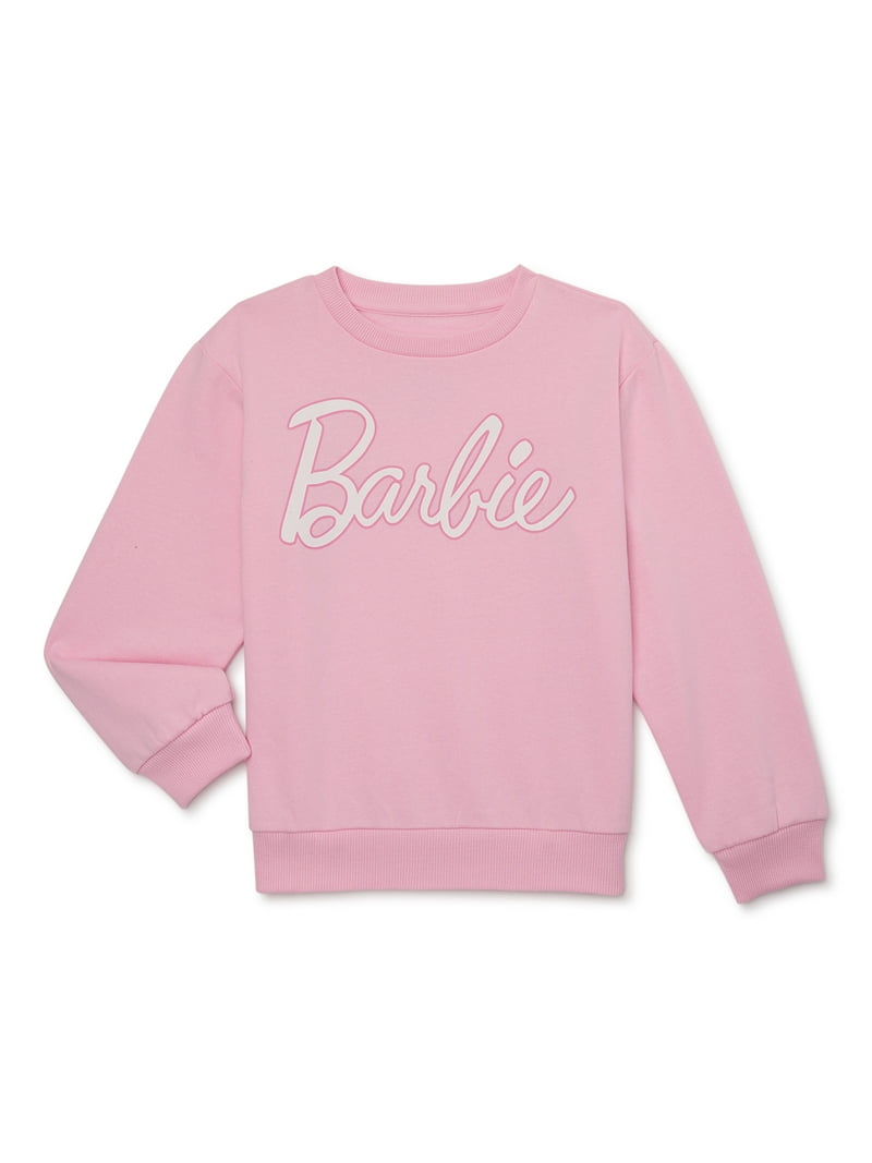 Barbie Girls Logo Graphic Crewneck Fleece Sweatshirt, Size 4-16