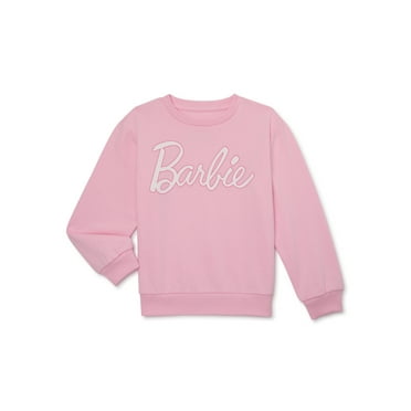 Barbie Girls Logo Graphic Crewneck Fleece Sweatshirt, Size 4-16