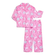 Barbie Girls Long-Sleeve Button-Front Top and Pants Pajama Set, 2-Piece, Sizes 4-16