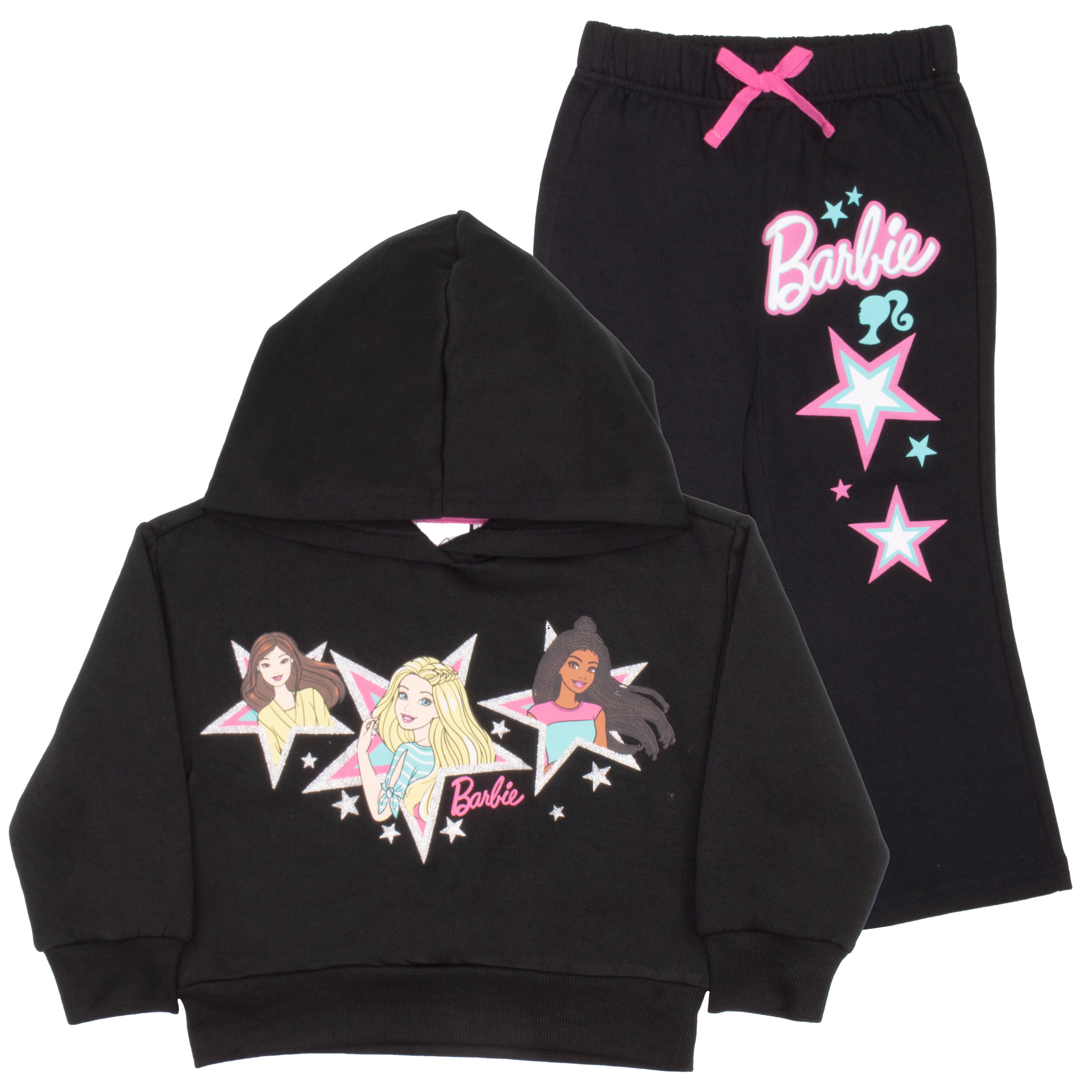Barbie Girls Matching Fleece Sets Pullover Hoodie & Flare Leg Jogger