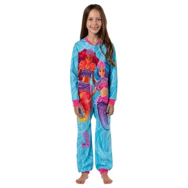Barbie Girls' Mermaid Brooklyn and Malibu Footless Sleeper Pajama For Kids