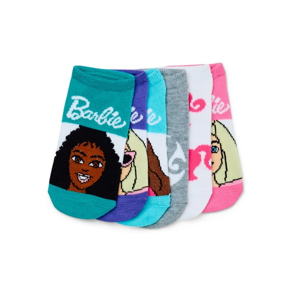 Barbie Girls No-Show Socks, 6-Pack, Sizes S-L