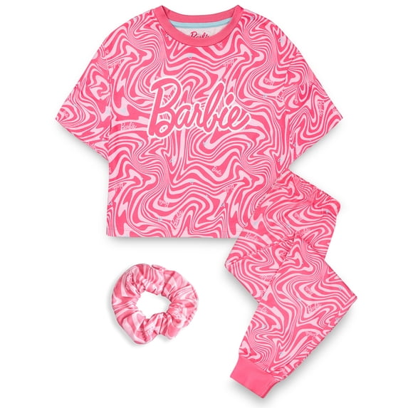 Barbie Girls Pink Short Sleeve Long Leg Pyjama Set