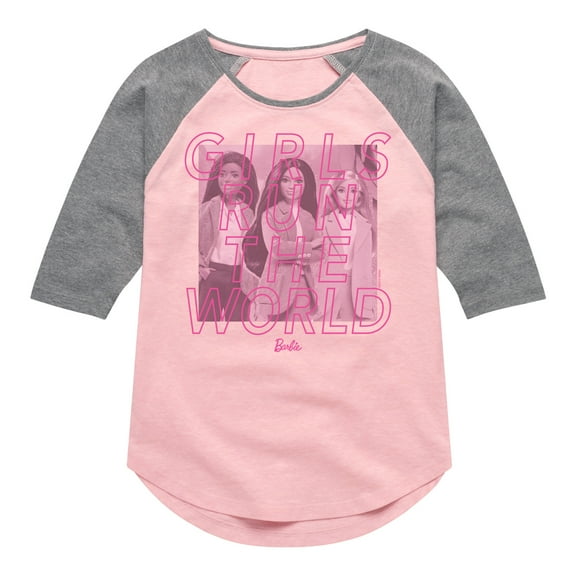 Barbie - Girls Run The World - Boss Babes - Toddler And Youth Girls Raglan Graphic T-Shirt
