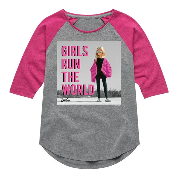 Barbie - Girls Run the World - Cool Style - Toddler And Youth Girls Raglan Graphic T-Shirt