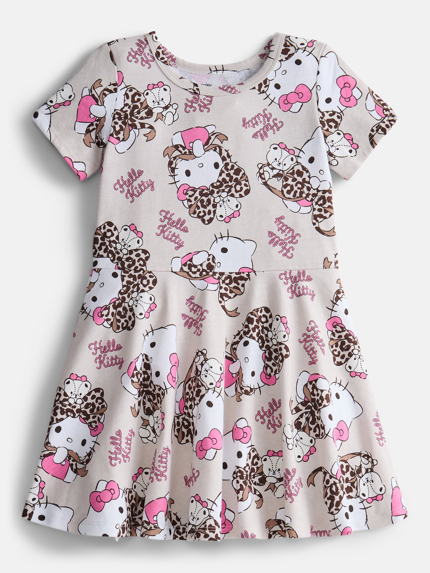Barbie Girls Print Skater Dress with Short Sleeves, Sizes 4-12