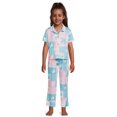 thumbnail image 1 of Barbie Girls Short Sleeve Notch Collar Top and Pants Pajama Set, 2-Piece, Sizes 4-12, 1 of 5