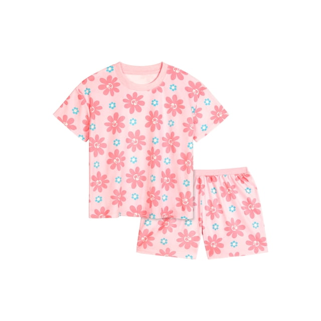 Barbie Girls Short Sleeve Sleep Top and Shorts Pajama Set, 2-Piece, Sizes 4-12