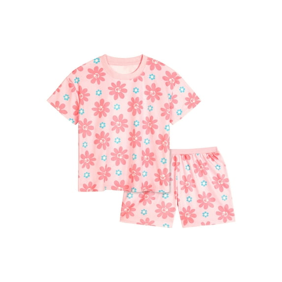 Barbie Girls Short Sleeve Sleep Top and Shorts Pajama Set, 2-Piece, Sizes 4-12