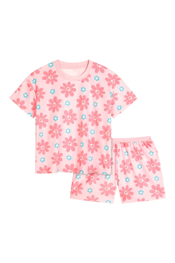 Girls Short Sleeve Sleep Top and Shorts Pajama Set, 2-Piece, Sizes 4-12