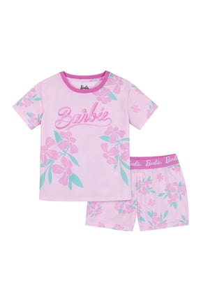 Barbie Girls Short Sleeve Sleep Top and Shorts Pajama Set, 2-Piece, Sizes 4-16