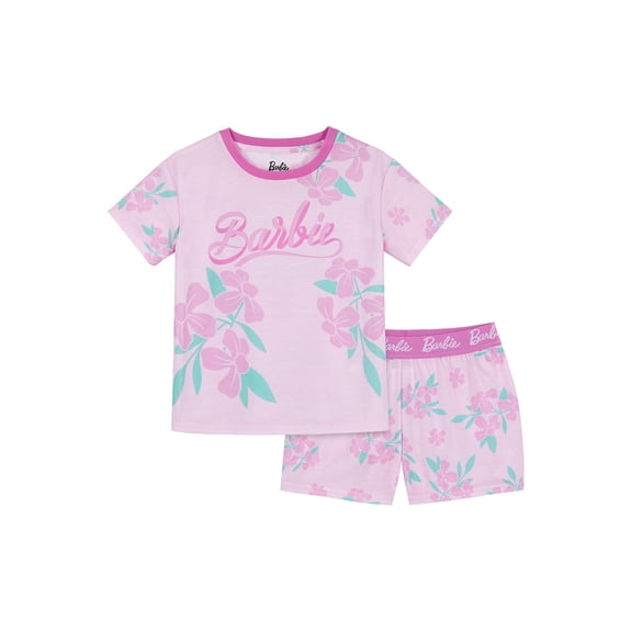 Barbie Girls Short Sleeve Sleep Top and Shorts Pajama Set, 2-Piece, Sizes 4-16