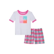 Barbie Girls Short Sleeve Snug Fit Sleep Top and Shorts Pajama Set, 2-Piece, Sizes 4-10