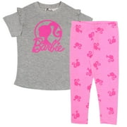 Barbie Girls Short Sleeve T-Shirt & Leggings Set, Short Sleeve Tee and Leggins 2 Piece Set for Girls (Size 4-16)