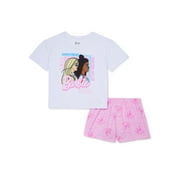 Barbie Girls Short Sleeve Tee and Shorts Pajama Set, 2-Piece, Sizes 4-12