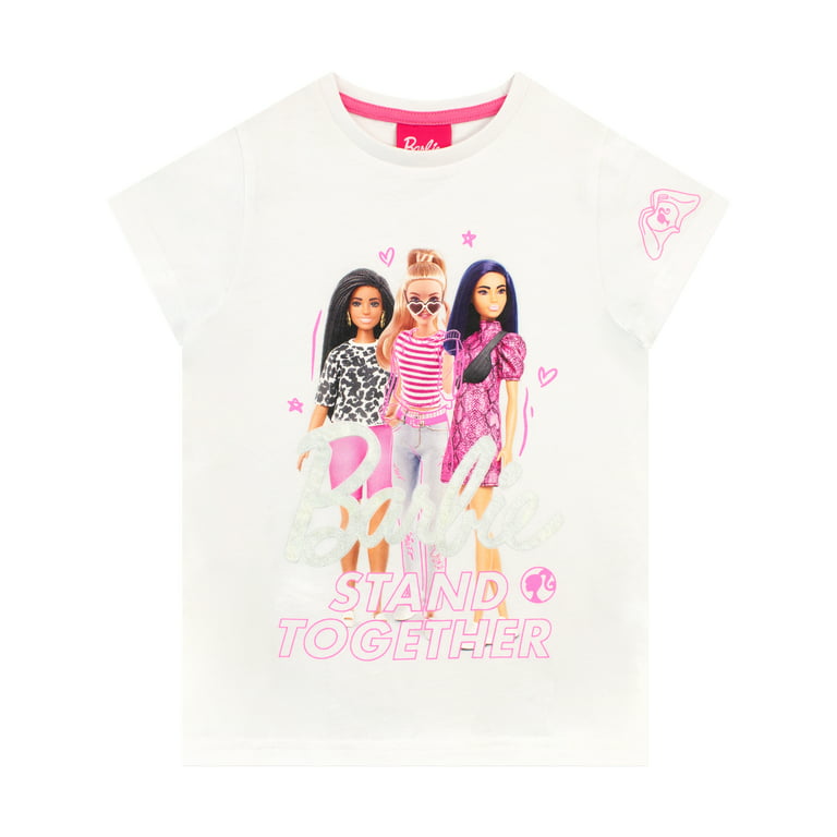 Barbie Girls Stand Together T-Shirt White Sizes 3T-10 