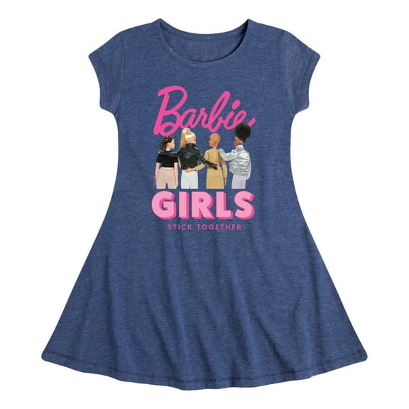 Barbie - Girls Stick Together - Friend Bond - Toddler And Youth Girls Fit And Flare Dress