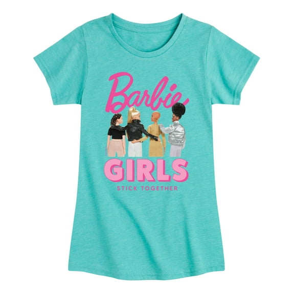 Barbie - Girls Stick Together - Friend Bond - Toddler And Youth Girls Raglan Graphic T-Shirt