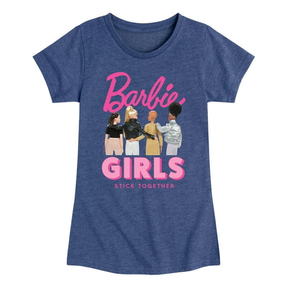 Barbie - Girls Stick Together - Friend Bond - Toddler And Youth Girls Raglan Graphic T-Shirt