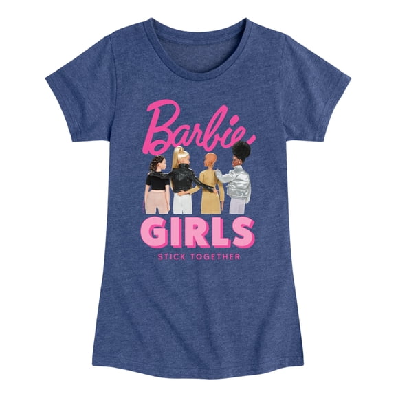 Barbie - Girls Stick Together - Friend Bond - Toddler And Youth Girls Raglan Graphic T-Shirt