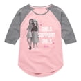 thumbnail image 1 of Barbie - Girls Support Girls - Classic Dolls - Toddler And Youth Girls Raglan Graphic T-Shirt, 1 of 4